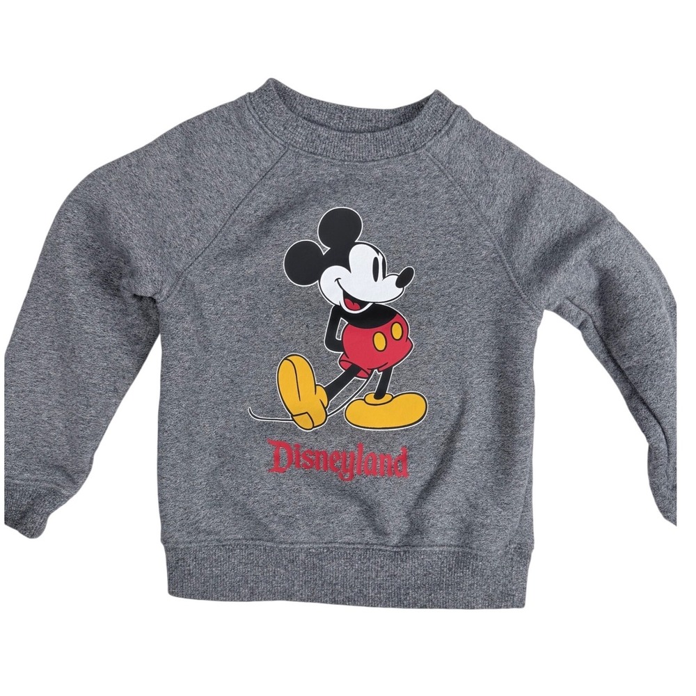 Disney‎ Kids Mickey Mouse Disneyland Gray Fleece Raglan Sweatshirt Size 3T